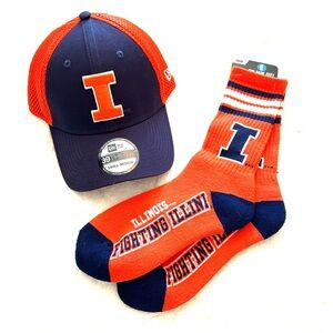 NWT NEW ERA ILLINOIS FIGHTING ILLINI MENS 39THIRTY FLEX & SOCKS